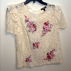 Express flower lace blouse